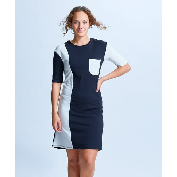 Shirin Two Tonned Fitted Dress with Pocket