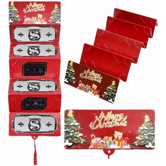 Christmas Cash Gift Envelope, 2026 New Surprise Card Holder for Xmas Money Holder with 10 Slots for Cash, Christmas Cashs Envelope DIY Holiday Money Gift Card for Money Holder for Women Men (Red)