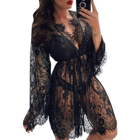 

JustVH Women Vintage Sexy Eyelashes Lace Nightgown