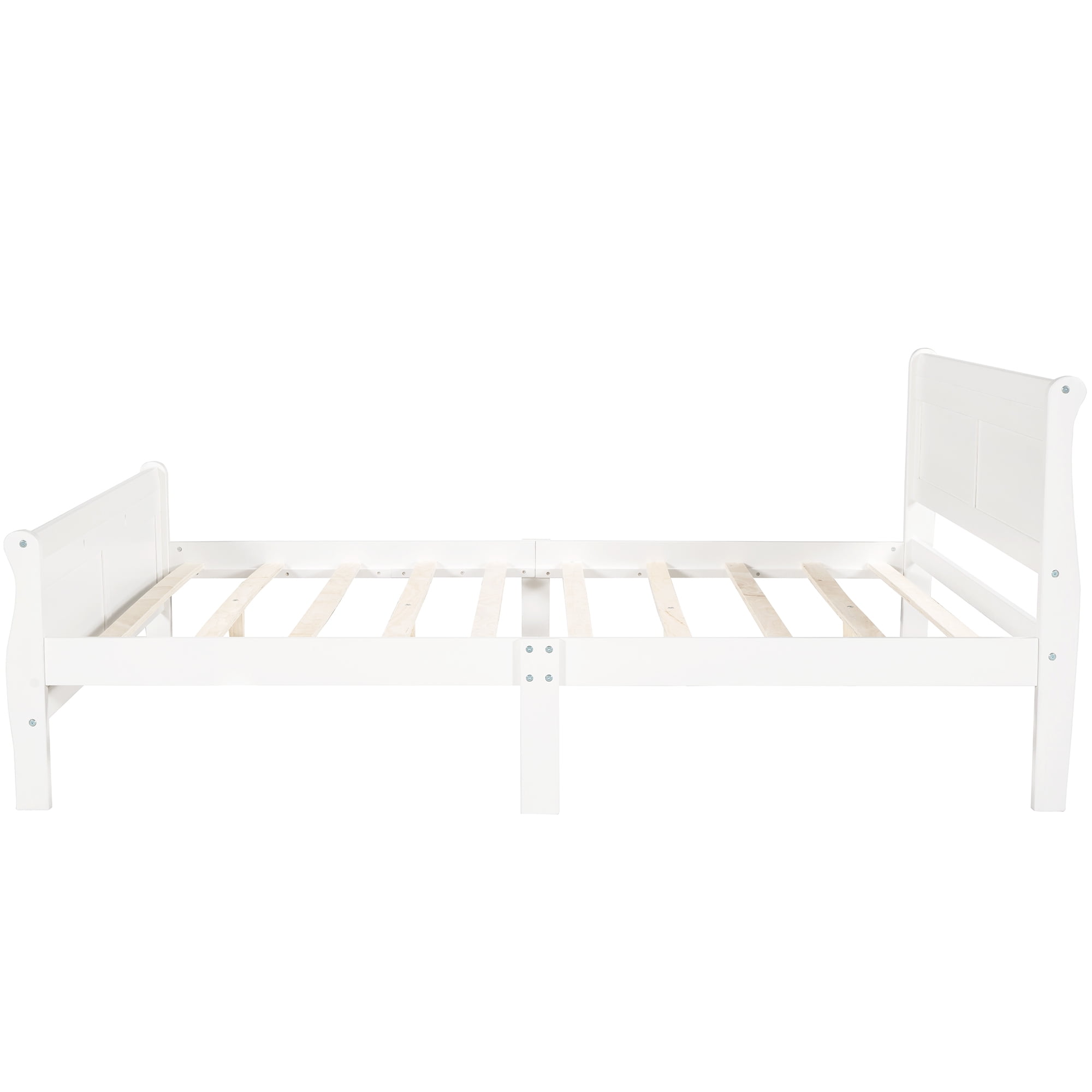 Holaki Full Size Wood Bed with Headboard for Kids, White