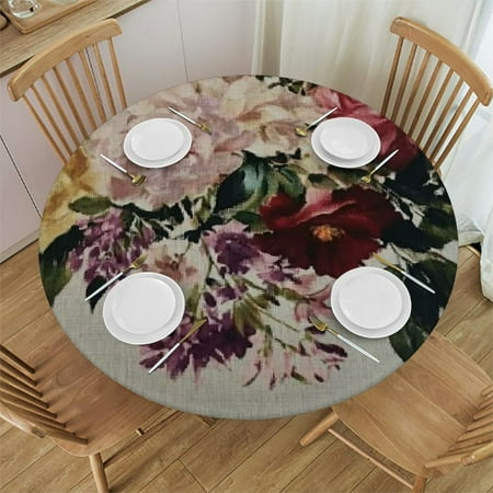 

Sheronv Flowers Round Table Cover Stain Resistant & Washable | Perfect for Indoor Outdoor Tablecloth Kitchen Dining Wedding Parties | 100% Polyester Waterproof Table Cover 54 -58