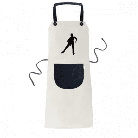 

Winter Sport Skiing Black Outline Apron Adjustable Bib Cotton Linen BBQ Kitchen Pocket Pinafore