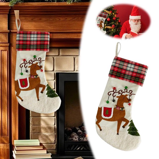Hangs Festive Knitted Stocking For Holiday Mantle Ornament Traditional Xmas Celebration Hanging