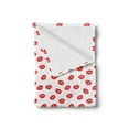 thumbnail image 2 of Lips Soft Flannel Fleece Throw Blanket, Kisses Imprint Inspired Repeating Pattern on Plain Background Romance, Cozy Plush for Indoor and Outdoor Use, 50" x 70", Scarlet White, by Ambesonne, 2 of 5
