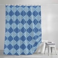 thumbnail image 3 of Moroccan Art Shower Curtain, Navy Blue Traditional Geometric Vintage Ethnic Texture Waterproof Shower Curtain Set with 12 Hooks Lightweight Bath Curtains Fabric Bathroom Decor 36x72 Inches, 3 of 9