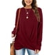 thumbnail image 2 of Camisas Para Mujer Camiseta Casual Sólido Cuello Redondo Sudadera Kink Split Manga Larga Tops Odeerbi ODB129941, 2 of 8