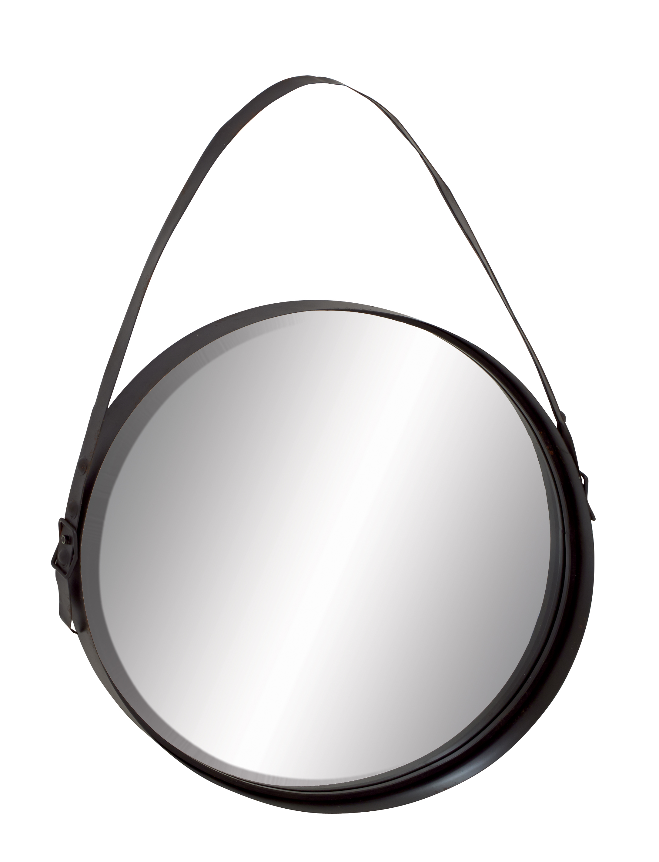Decmode Modern 35 Inch Round Metal Wall Mirror with Hanging Strap - Walmart.com