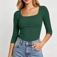 thumbnail image 5 of Otntypg Womens 3/4 Sleeve Scoop Neck Tops Ribbed Knit Slim Fitted Casual Basic Athletic Tee Shirts Fall Trendy Solid Color Going Out T-Shirt, 5 of 8