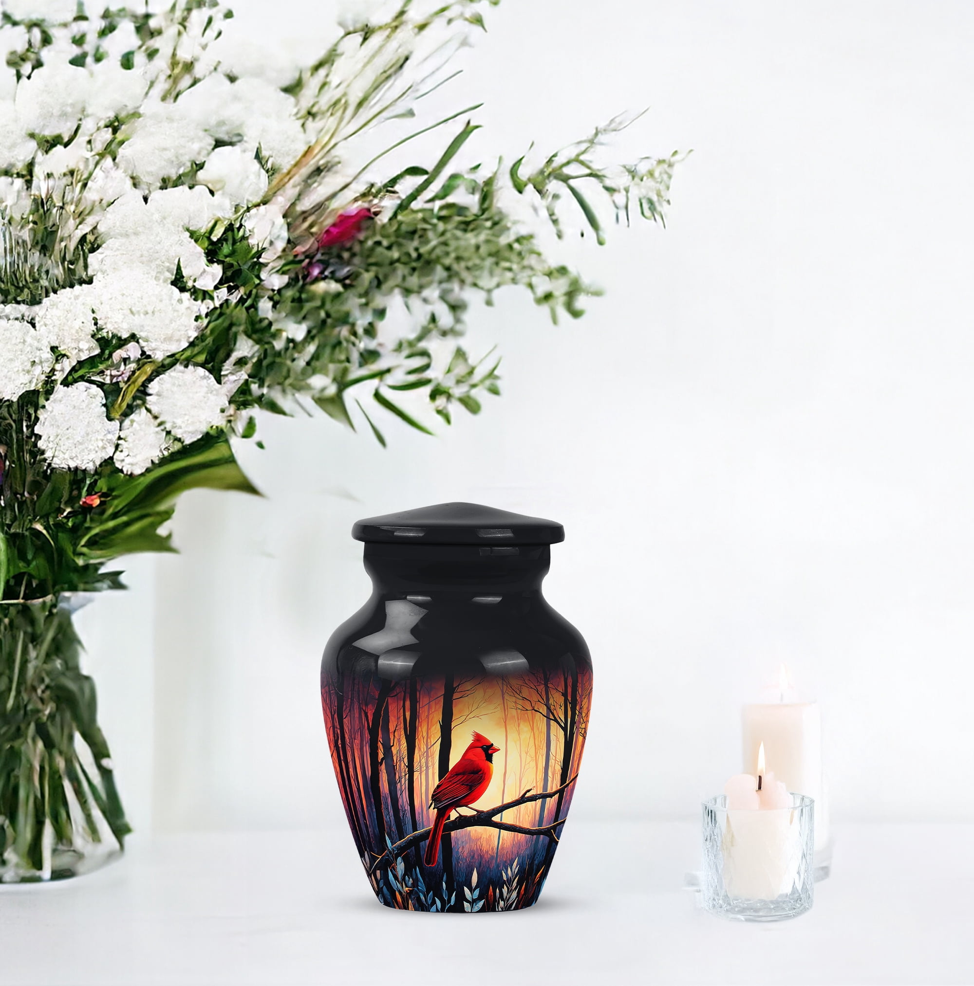 SABURIAL Cardinal Decorative Urns for Ash - Memorial Urns - 3 Inch - Pack of 1 - Cremation Keepsakes for Ashes - Ash Keepsake for Human - Small Urn for Human Ashes