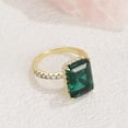 thumbnail image 3 of AFFY Solitaire Engagement Ring, 10X14MM Emerald Shape Zambian Emerald Lab Grown Gemstone & Created Moissanite Wedding Promise Ring In 14K Yellow Gold Over Sterling Silver (6.40 Cttw), Size-5, 3 of 6