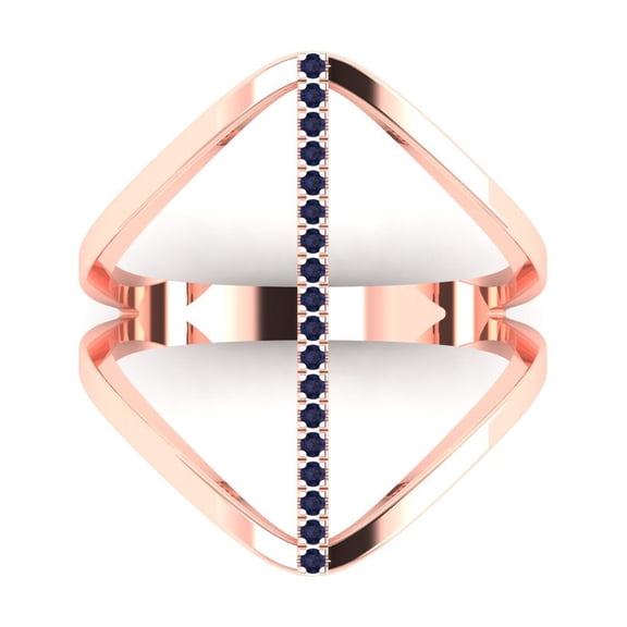 Statement Engagement Ring for Women - 0.09ct Simulated Blue Sapphire in 14K Rose Gold Promise Ring