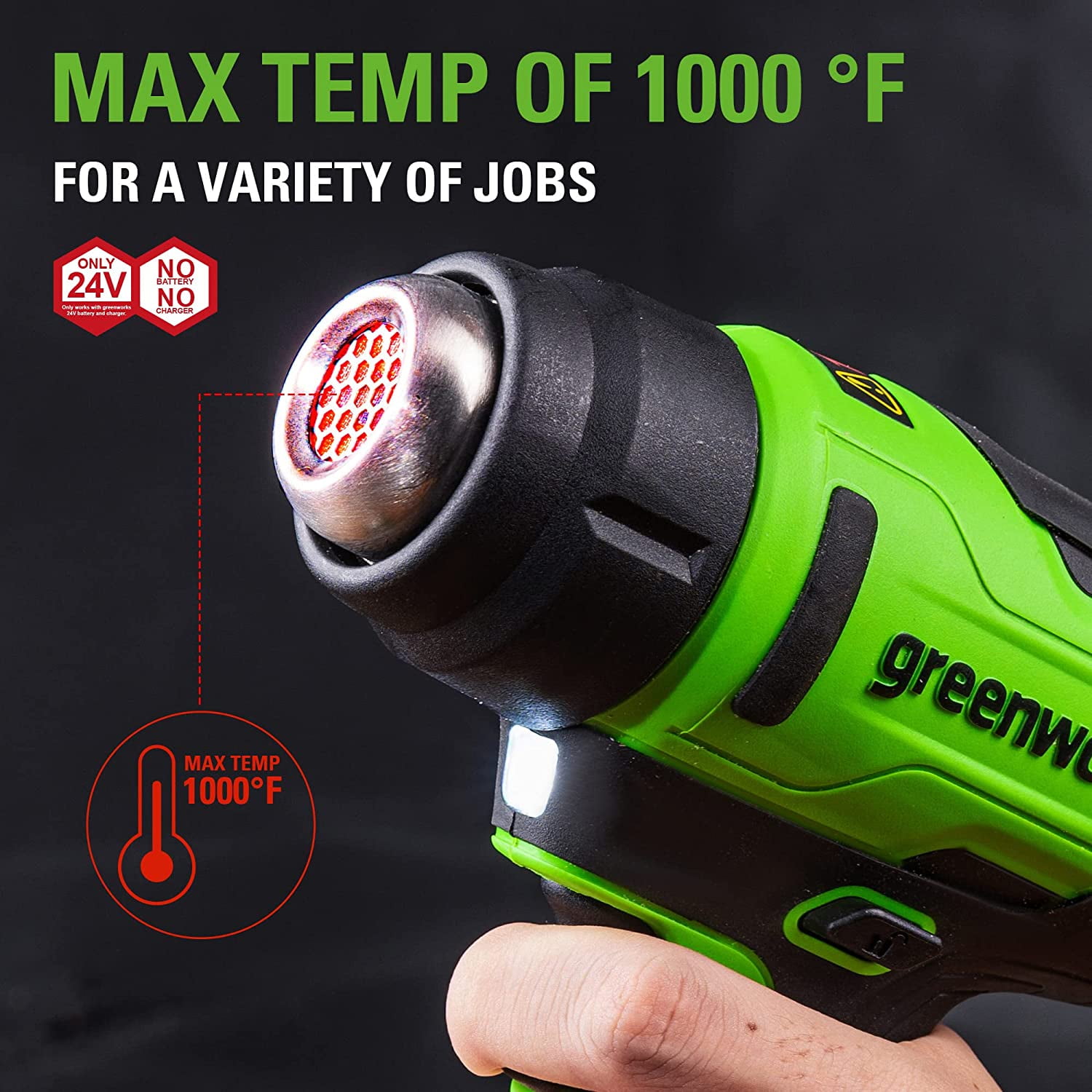 Greenworks 24V Cordless Heat Gun, Battery and Charger Not Included (Tool-Only)