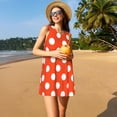 thumbnail image 3 of Logiee Orange And White Polka Dot1 Print Summer Dresses for Women,Beach Sleeveless Flowy Pocket Tshirt Tank Sundresses,Women's Sleeveless Dress, 3 of 7