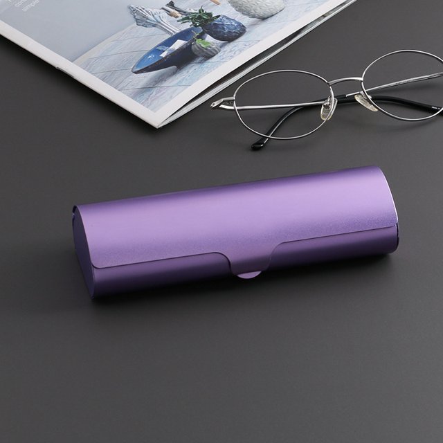 Estuche para gafas de metal ligero, pequeño y portátil, estuche para gafas de aleación de aluminio esmerilado