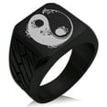 thumbnail image 1 of Stainless Steel Floral Yin Yang Geometric Pattern Biker Style Polished Ring, 1 of 1
