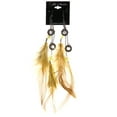 thumbnail image 2 of Feather Dangle-Earrings With Bead Accents Yellow & Silver-Tone Colored #4988, 2 of 2