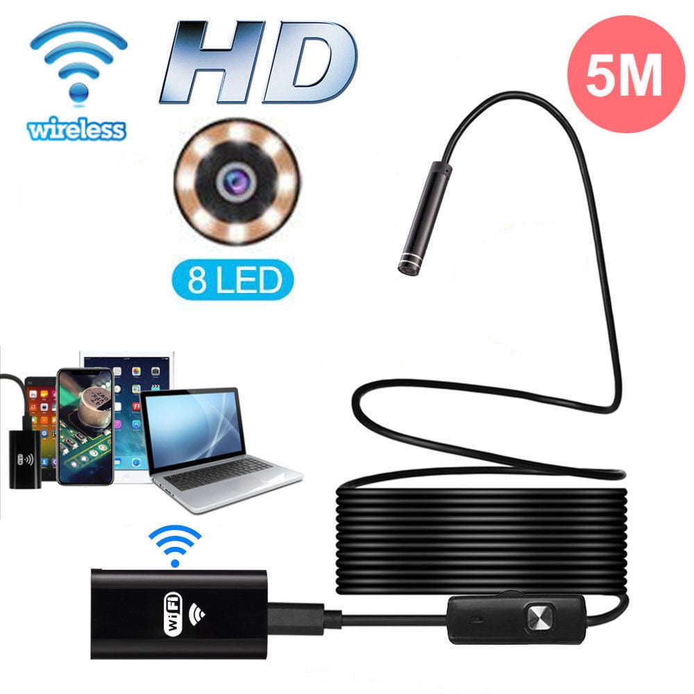 US 8 LED WiFi Borescope Endoscope Snake Inspection Camera For iPhone Android iOS 