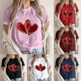 thumbnail image 5 of WREESH Womens Graphic Tshirt Valentine's Day Heart Printed Short Sleeve Tees Tops for 2025 Fashion T-Shirts Black, 5 of 5