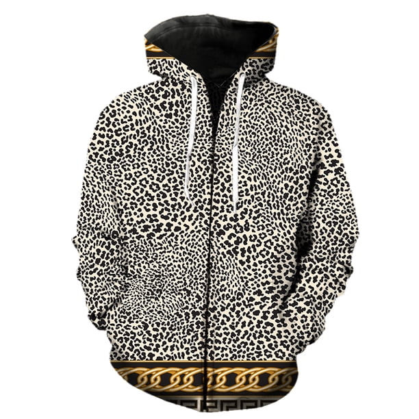Sudadera con capucha y cremallera con estampado dorado de lujo para hombre, divertida, de manga larga, primavera 2024, gran oferta, estilo Harajuku informal para adolescentes.