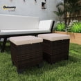 thumbnail image 2 of Conjuntos de Otomanas para Patio Exterior Outsunny Mimbre Resistente al Clima x2 Crema, 2 of 9