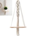 thumbnail image 3 of Estante de madera colgante de pared de macramé, soporte de planta de tapiz de decoración de pared Boho, colgante de pared de borla de estilo nórdico decorativo hecho a mano, 3 of 8