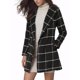thumbnail image 5 of Abrigo de invierno con cinturón y cuello de chal de cuadros para mujer INSPIRE CHIC XS negro, 5 of 8