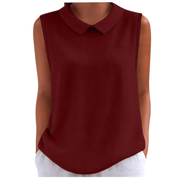Tank Tops For Women Red Womens Tops Fashion For Cute Sleeveless Collared Casaul Work Loose Fit Knitted Vests Womens Tank Tops