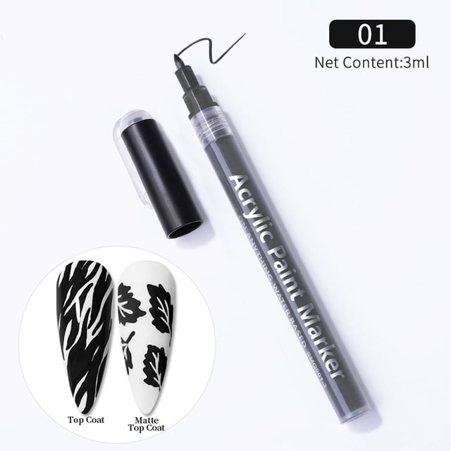 Fiudx Bolígrafo para Decoración de Uñas, Bolígrafo para Esmalte de Uñas de Secado Rápido, Bolígrafo con Diseño Diy Elegante, Bolígrafo para Pintar con Punteado Floral, Uso Salón de Belleza En Casa, S