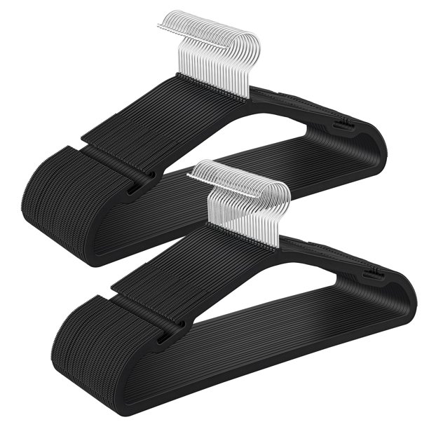 Perchas SONGMICS de plástico resistente, 50 unidades, color negro