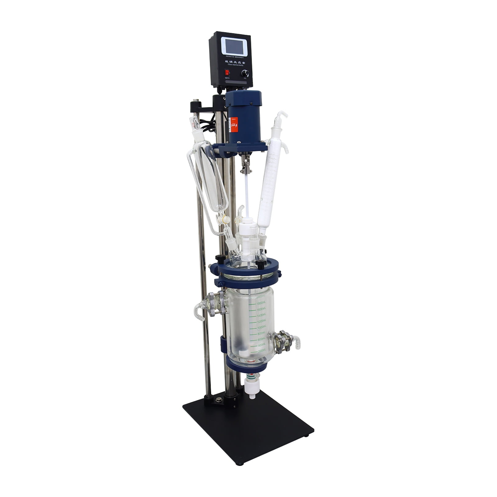 INTSUPERMAI 2L Glass Reactor Lab Reactor Double Jacketed Digital Display