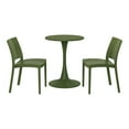 thumbnail image 2 of WestinTrends Playa 3-Piece Outdoor Round Metal Patio Dining Table Set With Stackable Patio Dining Side Chairs, Olive Green, 2 of 14