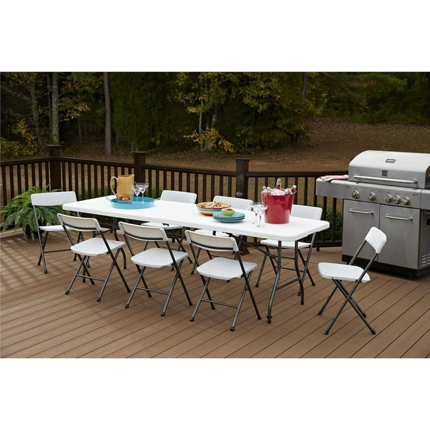 Lot De 2 Tables Pliantes PEZ ROJO – 180 Cm, Pour 8 Personnes, Avec Poignée Transport – Camping Et Extérieur