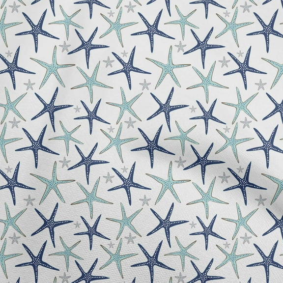 oneOone Polyester Spandex White Fabric Starfish Sewing Fabric By The Yard Printed Diy Clothing Sewing Supplies 56 Inch Wide-0U