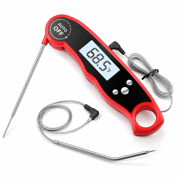 Digital Meat Thermometer for Cooking,Dual Probe Instant Read Food Thermometer with LCD Screen,Waterproof Cooking Thermometer with Alarm for Grilling,Smoker,BBQ,Oven