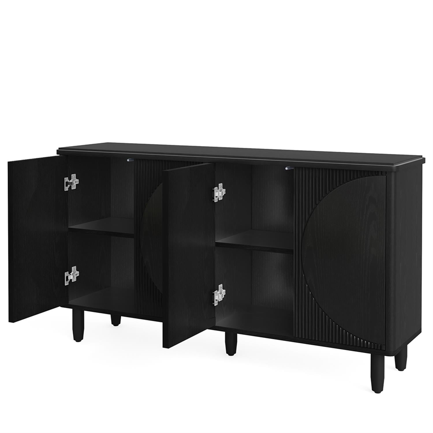 Demi Bonn 59" Sideboard Buffet Storage Cabinet with Doors, Modern Credenza Accent Cabinet for Kitchen Entryway Living Dining Room, Black