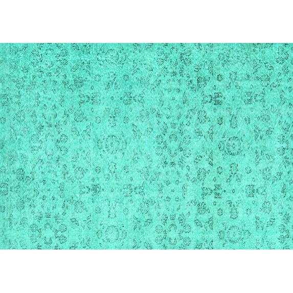 Ahgly Company Machine Washable Indoor Rectangle Abstract Turquoise Blue Contemporary Area Rugs, 3' x 5'