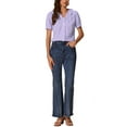 thumbnail image 2 of INSPIRE CHIC Blouses pour Femmes Peter Pan Col Manches Courtes Bouffantes Chemise à Volants à Carreaux Hauts TG Violet, 2 of 4