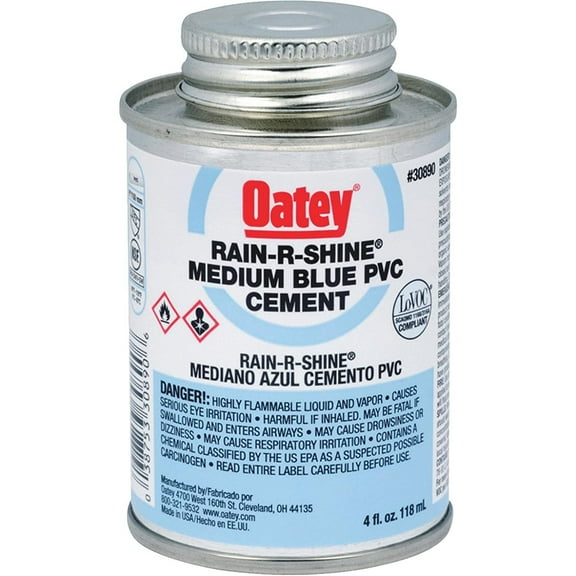 Oatey 30890 Rain-R-Shine PVC Pipe Cement, 4 Oz, Blue