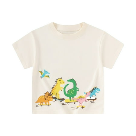 Big Shirts For Boys Children S Fashion Dinosaur Print Cute Short Sleeve Round Neck Basic Tees Size 13-14T