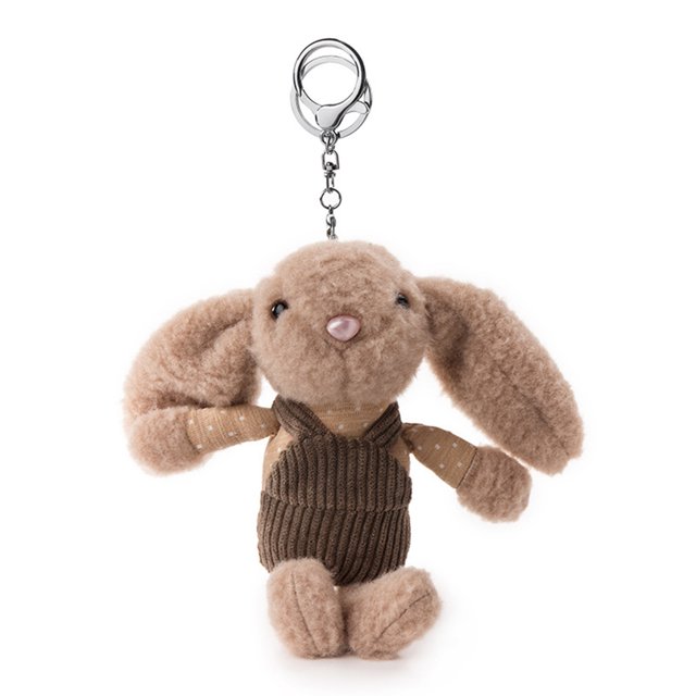 HEVIRGO 1PC 16cm Plush Keychain Overalls Dress-up Long Ear Rabbit Animal Doll Plush Toy Backpack Decor Lovely Stuffed Bunny Doll Plush Key Chain Accessories Christmas Gift