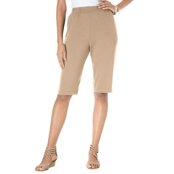 Roaman's Women's Plus Size Soft Knit Pull-On Bermuda Short
