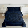 thumbnail image 2 of Manfei Exotic Style Flowers Bedding Comforter Set,Rustic Damask Print Twin Comforter Sets,Deepblue Black Bedding Set For Kids,Ultra Soft Home Decor Reversible,2-Piece, 2 of 8