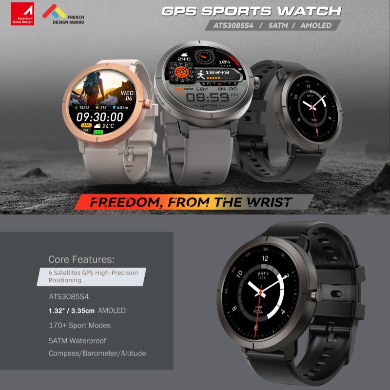 AIEK New DM76 Smart Watch 5ATM Waterproof Swimming GPS Built-in Dual-band GNSS 466*466 Compass Military Bluetooth call Sport Smartwatch Men Woman