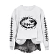 thumbnail image 2 of Mceream Womens Football Game Day Sweatshirt Casual Sunday Funday Sweatshirts Crew Neck Football Season Holiday Casual Long Sleeve Tops White M, 2 of 5