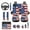 American Flag, variant on Yuyamidu American Flag Car Front Back Seat Covers Full Set of 13 Patriotic Steering Wheel Cover Seat Belt Pad Armrest Cover Pad Wrist Strap Coasters
