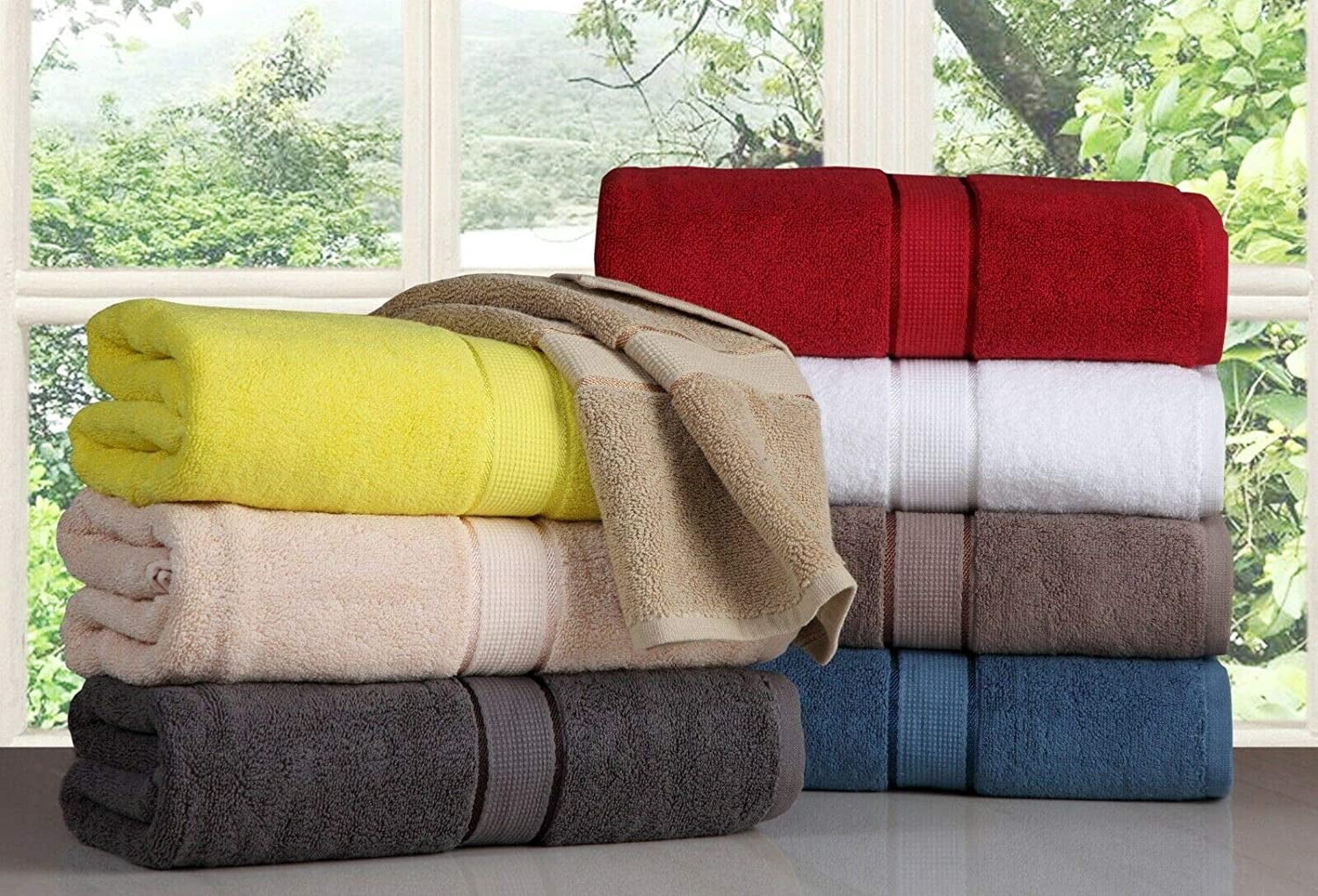 6 Pack Cotton Hand Towels Set (16 x 32 inches) Soft and Absorbent 600 GSM Towels for Bathroom, Gym, Shower, Hotel, Spa
