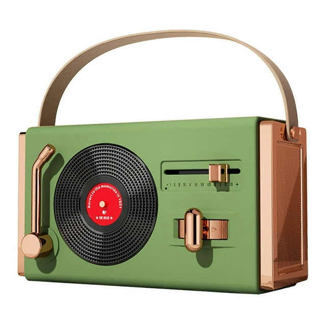 Outdoor Bluetooth Speaker Portable Decorative High Sound Quality USB Sticks Support Retro Bluetooth Speaker for Living Room Office Green