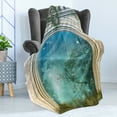 thumbnail image 4 of Mystic Soft Flannel Fleece Throw Blanket, Magic Curved Door in the Forest Mystic Mysterious Surreal Nature World Print, Cozy Plush for Indoor and Outdoor Use, 70" x 90", Blue Beige, by Ambesonne, 4 of 5