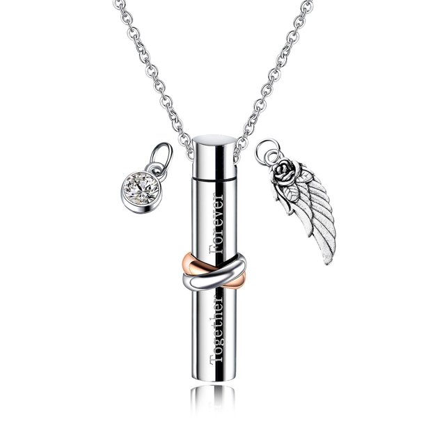 Collar de urna de joyería para cenizas, cilindros conmemorativos personalizados juntos para siempre, cenizas talladas, medallón de recuerdo, urna colgante para mascotas humanas Adu Rojo Verde Cocina, Decoración y Otros