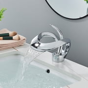 Chrome Elegant Vessel Sink Faucet 1 Hole Waterfall Vanity Mixer Faucet Single Handle